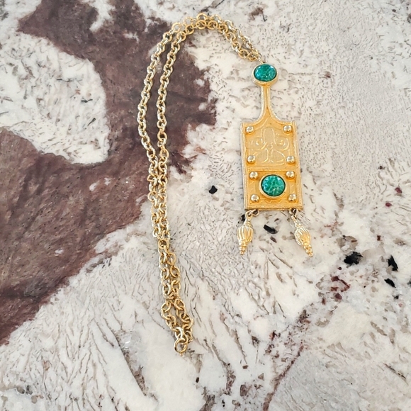 Vintage Signed Accessocraft NYC Etruscan Revival Necklace - Picture 4 of 16